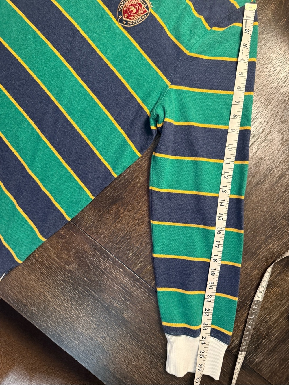 Brooks Brothers Men's XL Green Navy Striped Rugby Polo Shirt - Picture 5 of 8